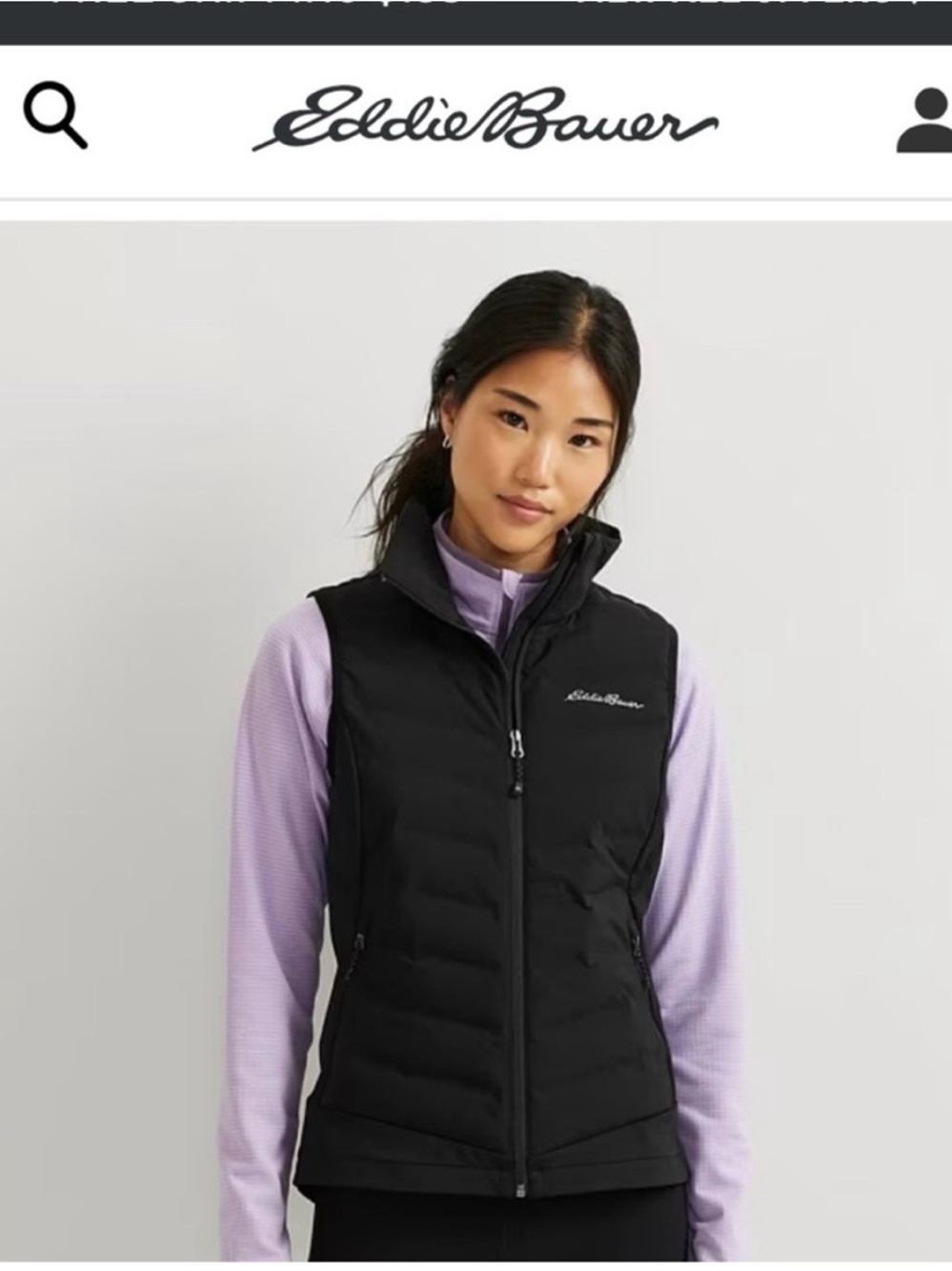 Eddie Bauer Black Quilted Packable Vest